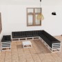 12-teiliges Gartenmöbel-Set mit Kissen aus weißem Kiefernholz von vidaXL, Gartensets - Ref: Foro24-3076990, Preis: 1,00 €, Ra...