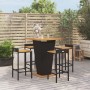 Bartisch und Gartenhocker 5 Stück Akazienholz PE Rattan schwarz von vidaXL, Gartensets - Ref: Foro24-3187724, Preis: 356,22 €...
