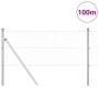 Reja con postes Plateado 0.6 x 100 m Acero recubierto de PVC