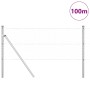 Reja con postes Plateado 0.6 x 100 m Acero recubierto de PVC