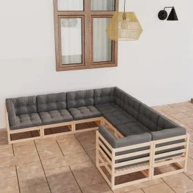 Garden furniture 8 pieces and cushions solid pine wood by vidaXL, Garden sets - Ref: Foro24-3077024, Price: 788,05 €, Discoun...