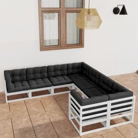 Garden furniture set with cushions 8 pieces solid white pine wood by vidaXL, Garden sets - Ref: Foro24-3077025, Price: 807,46...