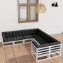 Garden furniture set with cushions 8 pieces solid white pine wood by vidaXL, Garden sets - Ref: Foro24-3077025, Price: 806,78...