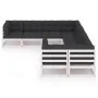 Set muebles jardín con cojines 8 pzas madera maciza pino blanco de vidaXL, Conjuntos de jardín - Ref: Foro24-3077025, Precio:...