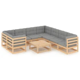 Garden furniture set 9 pieces and cushions solid pine wood by vidaXL, Garden sets - Ref: Foro24-3077029, Price: 840,04 €, Dis...