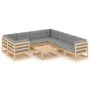 Garden furniture set 9 pieces and cushions solid pine wood by vidaXL, Garden sets - Ref: Foro24-3077029, Price: 840,04 €, Dis...
