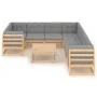 Garden furniture set 9 pieces and cushions solid pine wood by vidaXL, Garden sets - Ref: Foro24-3077029, Price: 840,04 €, Dis...
