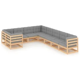 Garden furniture set 9 pieces and cushions solid pine wood by vidaXL, Garden sets - Ref: Foro24-3077034, Price: 864,82 €, Dis...