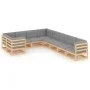 Garden furniture set 9 pieces and cushions solid pine wood by vidaXL, Garden sets - Ref: Foro24-3077034, Price: 865,60 €, Dis...