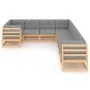 Garden furniture set 9 pieces and cushions solid pine wood by vidaXL, Garden sets - Ref: Foro24-3077034, Price: 865,60 €, Dis...