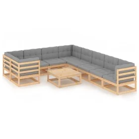 Garden furniture set 10 pieces and cushions solid pine wood by vidaXL, Garden sets - Ref: Foro24-3077039, Price: 877,08 €, Di...