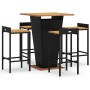 Bartisch und Gartenhocker 5 Stück Akazienholz PE Rattan schwarz von vidaXL, Gartensets - Ref: Foro24-3187724, Preis: 356,22 €...