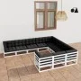 10-piece garden furniture set with white pine wood cushions by vidaXL, Garden sets - Ref: Foro24-3077045, Price: 971,65 €, Di...