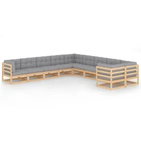 10-piece garden furniture set with solid pine wood cushions by vidaXL, Garden sets - Ref: Foro24-3077054, Price: 963,40 €, Di...