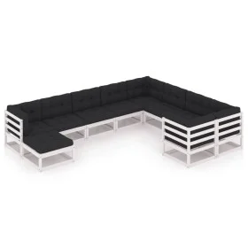 Garden furniture set, 10 pieces with white pine wood cushions. by vidaXL, Garden sets - Ref: Foro24-3077075, Price: 962,43 €,...