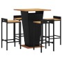 Bartisch und Gartenhocker 5 Stück Akazienholz PE Rattan schwarz von vidaXL, Gartensets - Ref: Foro24-3187724, Preis: 356,22 €...
