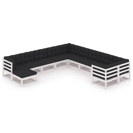 11-piece garden furniture set with white pine wood cushions by vidaXL, Garden sets - Ref: Foro24-3077095, Price: 1,00 €, Disc...