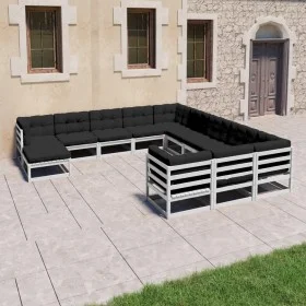12-piece garden furniture set with white pine wood cushions by vidaXL, Garden sets - Ref: Foro24-3077105, Price: 1,00 €, Disc...