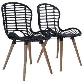 Sillas de comedor 2 unidades ratán natural negro Sillas de comedor 2 unidades ratán natural negro
