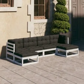 6-piece garden furniture set with solid white pine wood cushions by vidaXL, Garden sets - Ref: Foro24-3077115, Price: 492,11 ...