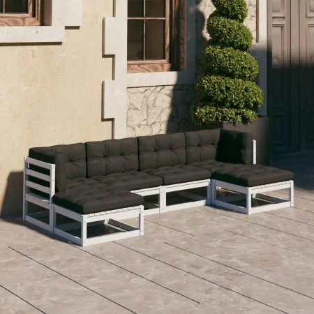 6-piece garden furniture set with solid white pine wood cushions by vidaXL, Garden sets - Ref: Foro24-3077115, Price: 491,79 ...