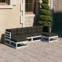 6-teiliges Gartenmöbel-Set mit Kissen aus massivem Weißkiefernholz von vidaXL, Gartensets - Ref: Foro24-3077115, Preis: 491,7...