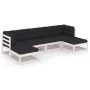 6-teiliges Gartenmöbel-Set mit Kissen aus massivem Weißkiefernholz von vidaXL, Gartensets - Ref: Foro24-3077115, Preis: 491,7...
