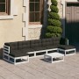 Gartenmöbel-Set mit Kissen 8-tlg. massives Zirbenholz weiß von vidaXL, Gartensets - Ref: Foro24-3077130, Preis: 606,77 €, Rab...