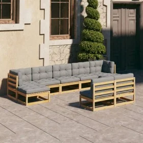 Gartenmöbel-Set 9-teilig und Kissen aus massivem Kiefernholz von vidaXL, Gartensets - Ref: Foro24-3077134, Preis: 822,44 €, R...