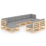 Gartenmöbel-Set 9-teilig und Kissen aus massivem Kiefernholz von vidaXL, Gartensets - Ref: Foro24-3077134, Preis: 834,86 €, R...