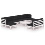 10-teiliges Gartenmöbel-Set mit Kissen aus weißem Kiefernholz von vidaXL, Gartensets - Ref: Foro24-3077140, Preis: 825,61 €, ...