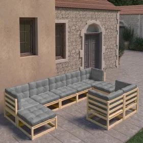 Gartenmöbel-Set 9-teilig und Kissen aus massivem Kiefernholz von vidaXL, Gartensets - Ref: Foro24-3077154, Preis: 809,73 €, R...