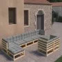 Juego de muebles de jardín 9 pzas y cojines madera maciza pino de vidaXL, Conjuntos de jardín - Ref: Foro24-3077154, Precio: ...
