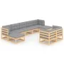 Juego de muebles de jardín 9 pzas y cojines madera maciza pino de vidaXL, Conjuntos de jardín - Ref: Foro24-3077154, Precio: ...