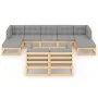 Juego de muebles de jardín 9 pzas y cojines madera maciza pino de vidaXL, Conjuntos de jardín - Ref: Foro24-3077154, Precio: ...