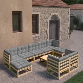 Garden furniture set 10 pieces and cushions solid pine wood by vidaXL, Garden sets - Ref: Foro24-3077159, Price: 821,67 €, Di...