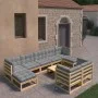 Garden furniture set 10 pieces and cushions solid pine wood by vidaXL, Garden sets - Ref: Foro24-3077159, Price: 821,67 €, Di...