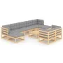 Garden furniture set 10 pieces and cushions solid pine wood by vidaXL, Garden sets - Ref: Foro24-3077159, Price: 821,67 €, Di...