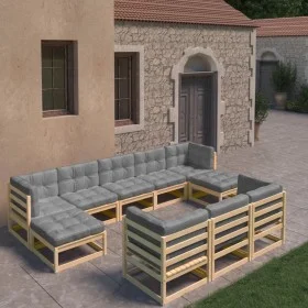 10-piece garden furniture set with solid pine wood cushions by vidaXL, Garden sets - Ref: Foro24-3077164, Price: 905,85 €, Di...