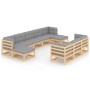 10-teiliges Gartenmöbel-Set und Kissen aus massivem Zirbenholz von vidaXL, Gartensets - Ref: Foro24-3077164, Preis: 916,78 €,...