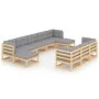 Juego de muebles de jardín 10 pzas y cojines madera maciza pino de vidaXL, Conjuntos de jardín - Ref: Foro24-3077164, Precio:...