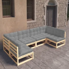 Garden furniture set 6 pieces and cushions solid pine wood by vidaXL, Garden sets - Ref: Foro24-3077174, Price: 563,19 €, Dis...