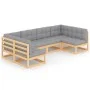 Gartenmöbel-Set 6-teilig und Kissen aus massivem Kiefernholz von vidaXL, Gartensets - Ref: Foro24-3077174, Preis: 563,45 €, R...