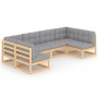 Gartenmöbel-Set 6-teilig und Kissen aus massivem Kiefernholz von vidaXL, Gartensets - Ref: Foro24-3077174, Preis: 571,94 €, R...