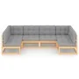Gartenmöbel-Set 6-teilig und Kissen aus massivem Kiefernholz von vidaXL, Gartensets - Ref: Foro24-3077174, Preis: 563,45 €, R...