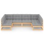 Gartenmöbel-Set 6-teilig und Kissen aus massivem Kiefernholz von vidaXL, Gartensets - Ref: Foro24-3077174, Preis: 571,94 €, R...