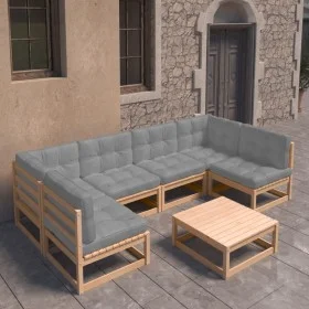 7-piece garden furniture set with solid pine wood cushions by vidaXL, Garden sets - Ref: Foro24-3077179, Price: 621,14 €, Dis...
