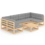 7-piece garden furniture set with solid pine wood cushions by vidaXL, Garden sets - Ref: Foro24-3077179, Price: 621,14 €, Dis...