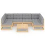 7-piece garden furniture set with solid pine wood cushions by vidaXL, Garden sets - Ref: Foro24-3077179, Price: 621,14 €, Dis...
