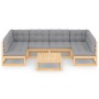 7-teiliges Gartenmöbel-Set und Kissen aus massivem Zirbenholz von vidaXL, Gartensets - Ref: Foro24-3077179, Preis: 629,08 €, ...